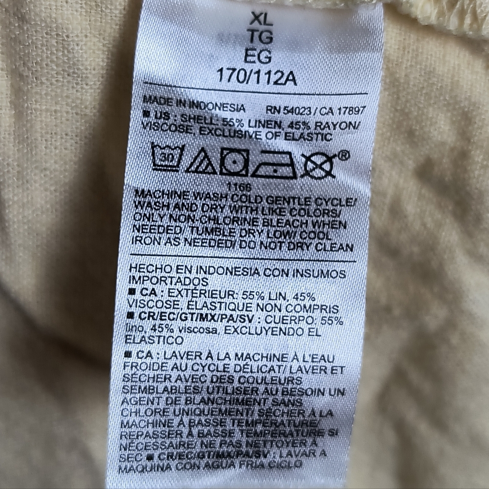 Old Navy XL Tall Light Yellow Fit & Flare Midi Dress Linen Blend V-Neck - Picture 12 of 13